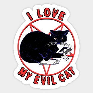 I Love My Evil Cat Funny Cat Shirt Sticker